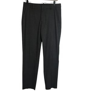 Zara Pants Gray Black Micro Gingham Straight Leg Mid Rise Womens Size Small